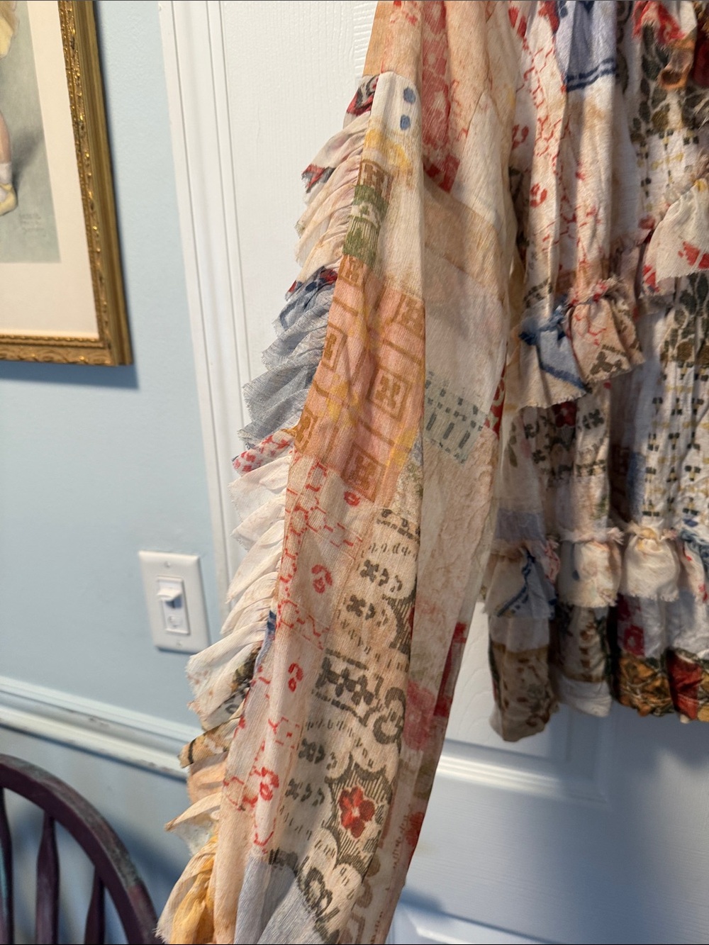 Boho Ruffle Patchwork Blouse - Multicolor - Picture 5 of 7